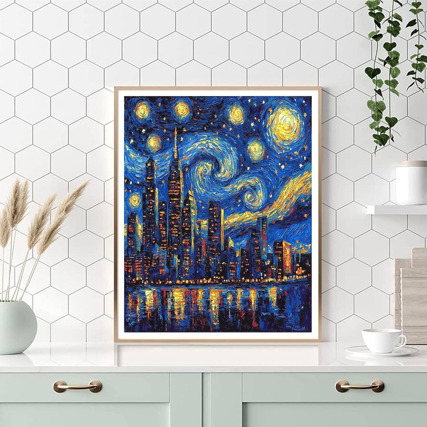 Vincent Van Gogh Inspired Electric City Nights  Painting By Numbers Kit