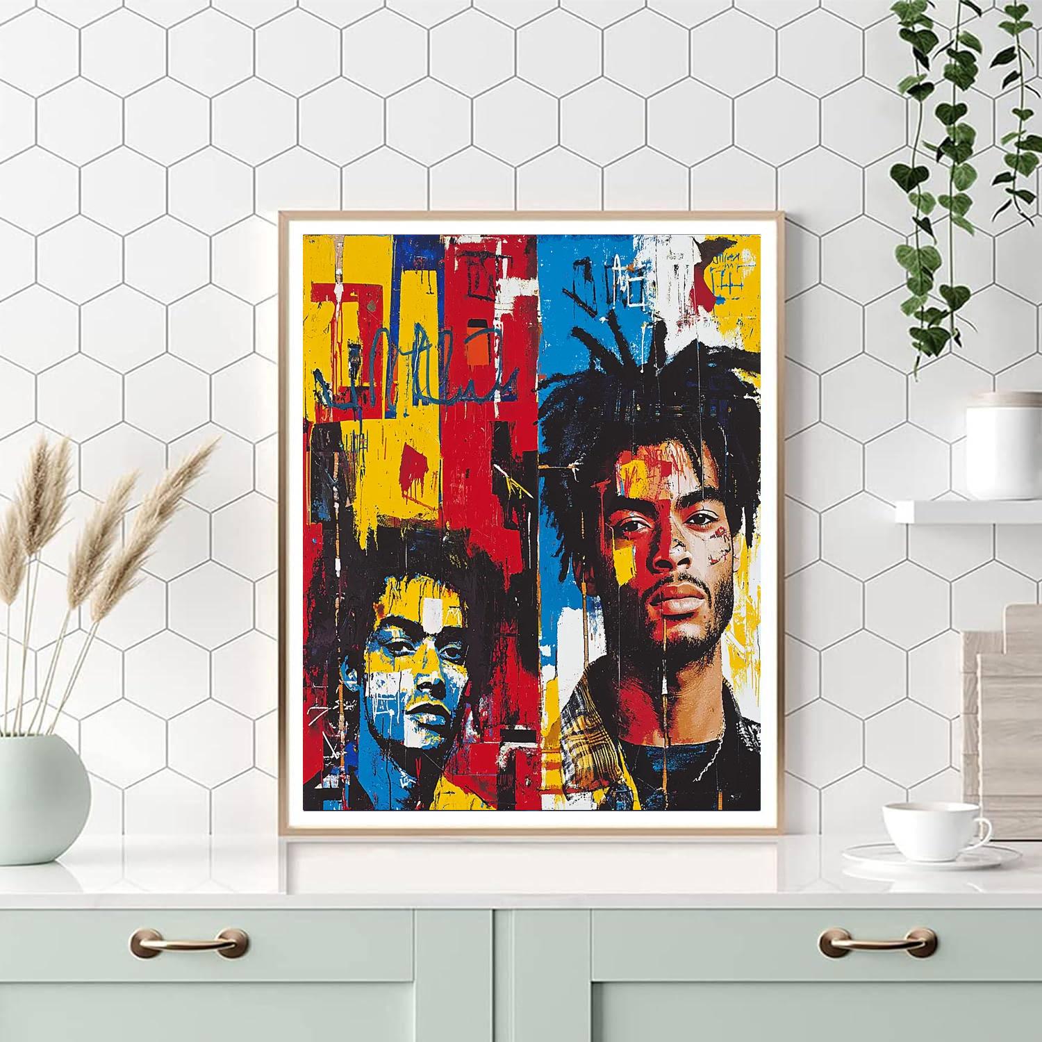 Jean-Michel Basquiat Inspired Vibrant Urban Art Collage  Paint By Numbers