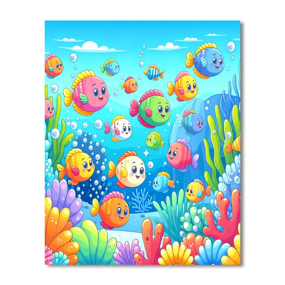 Funky Fish Parade Paint By Numbers Art