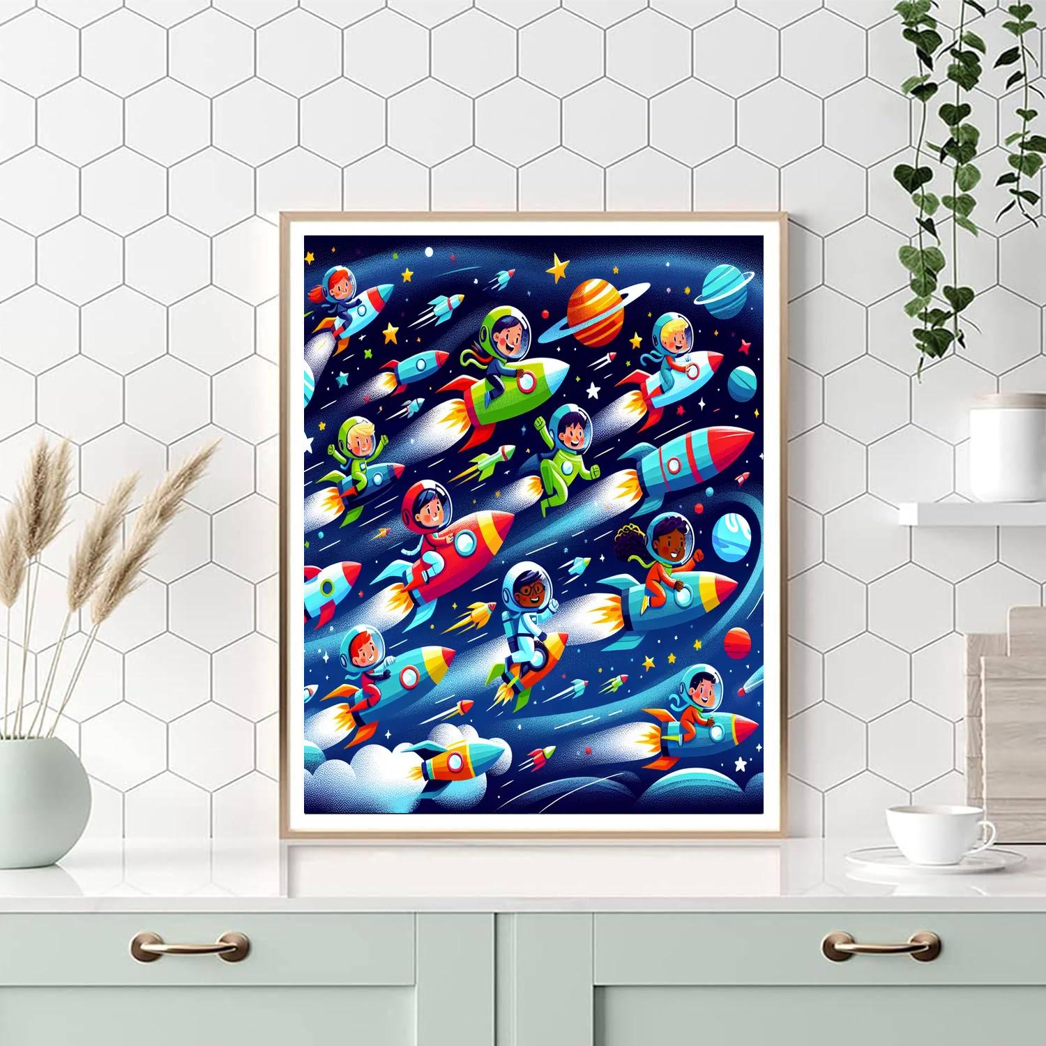 Petite Astronauts Space Race Paint By Numbers Art