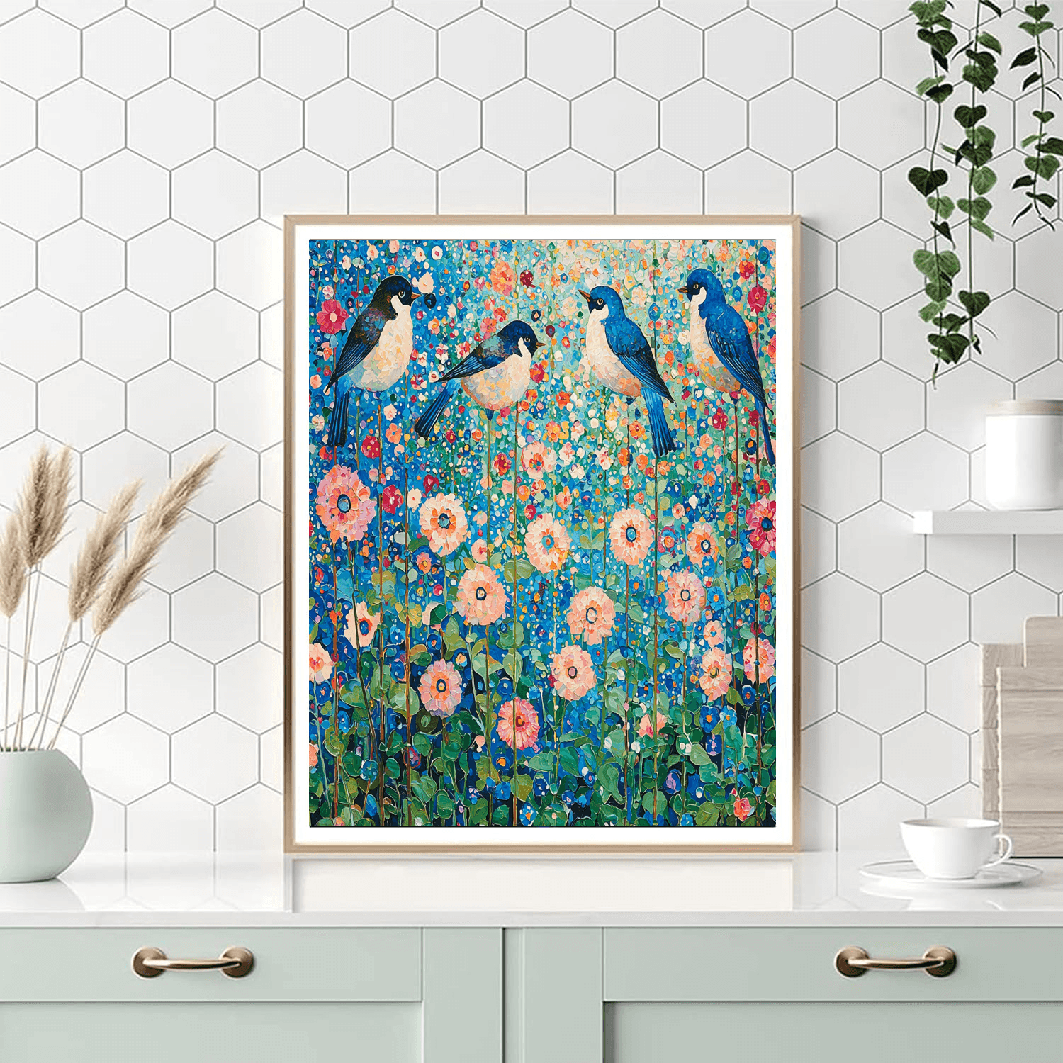 Gustav Klimt Inspired Joyful Birds  DIY Paint By Numbers