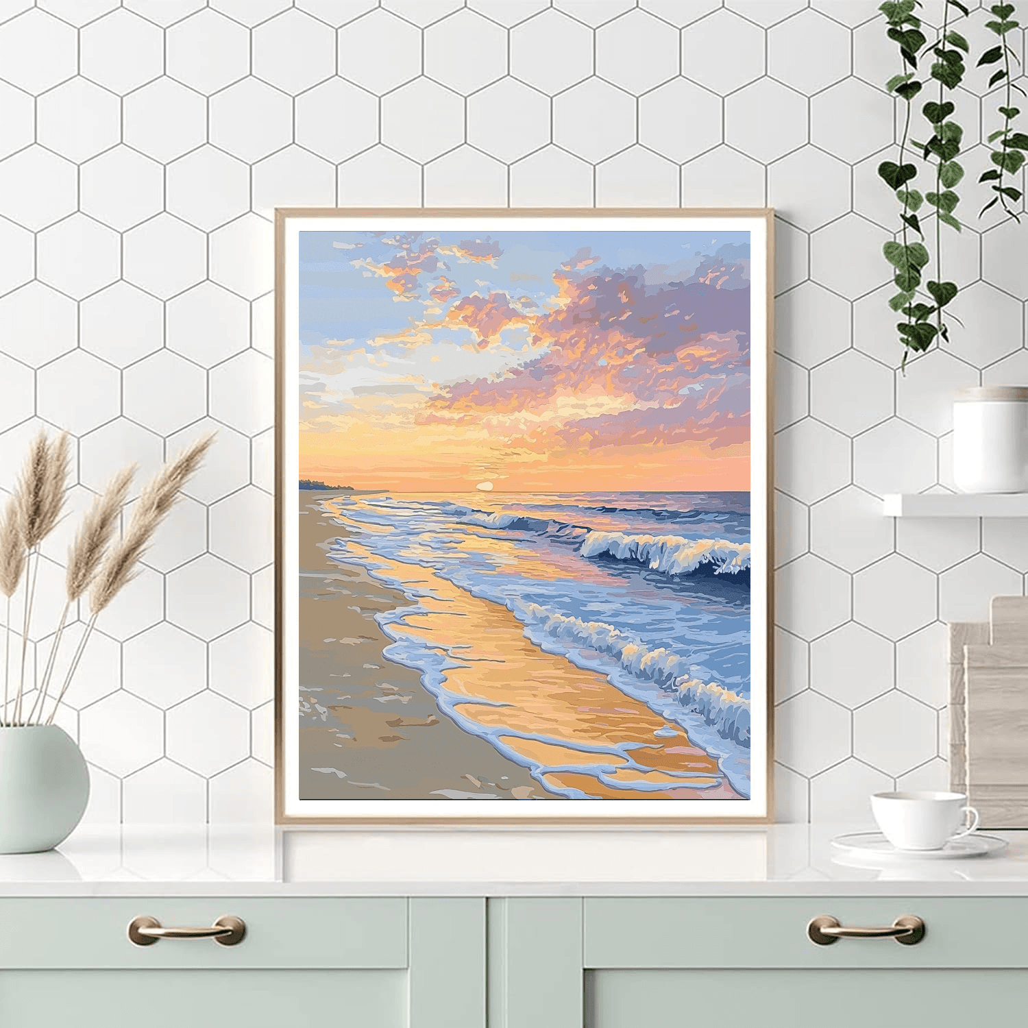 Monet Inspired Sunset Oasis  Paint By Numbers Art