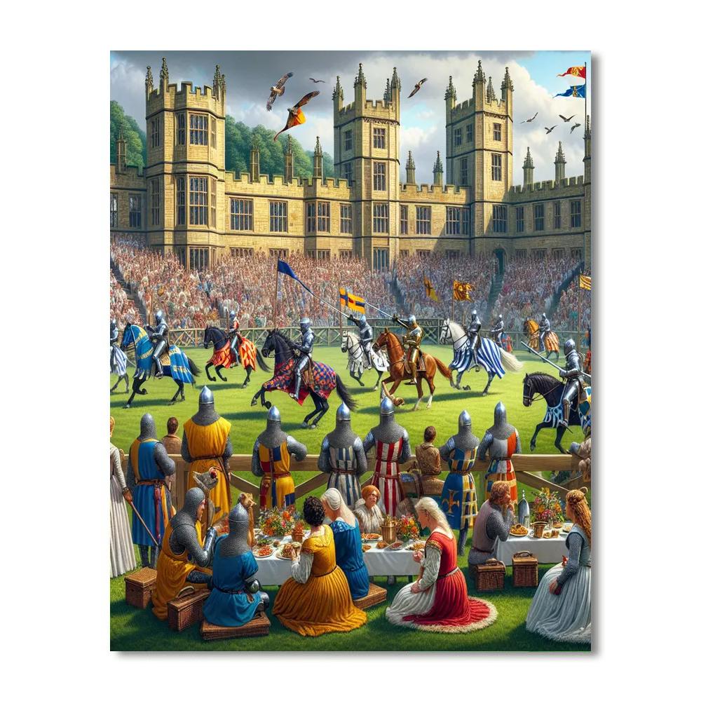 Jousting Tournament At Leeds Castle Painting Number Kit