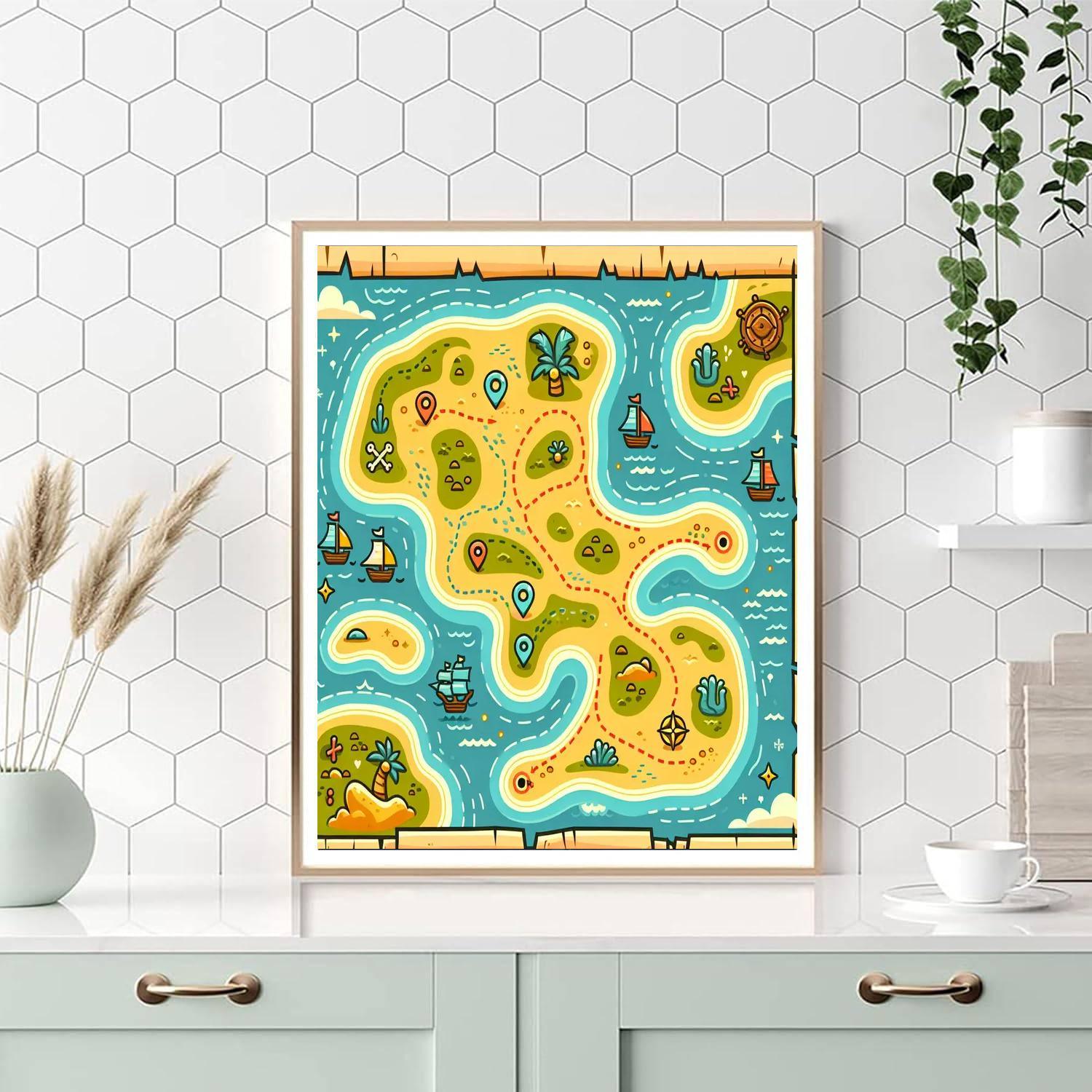 Exciting Pirate Treasure Map Paint By Number