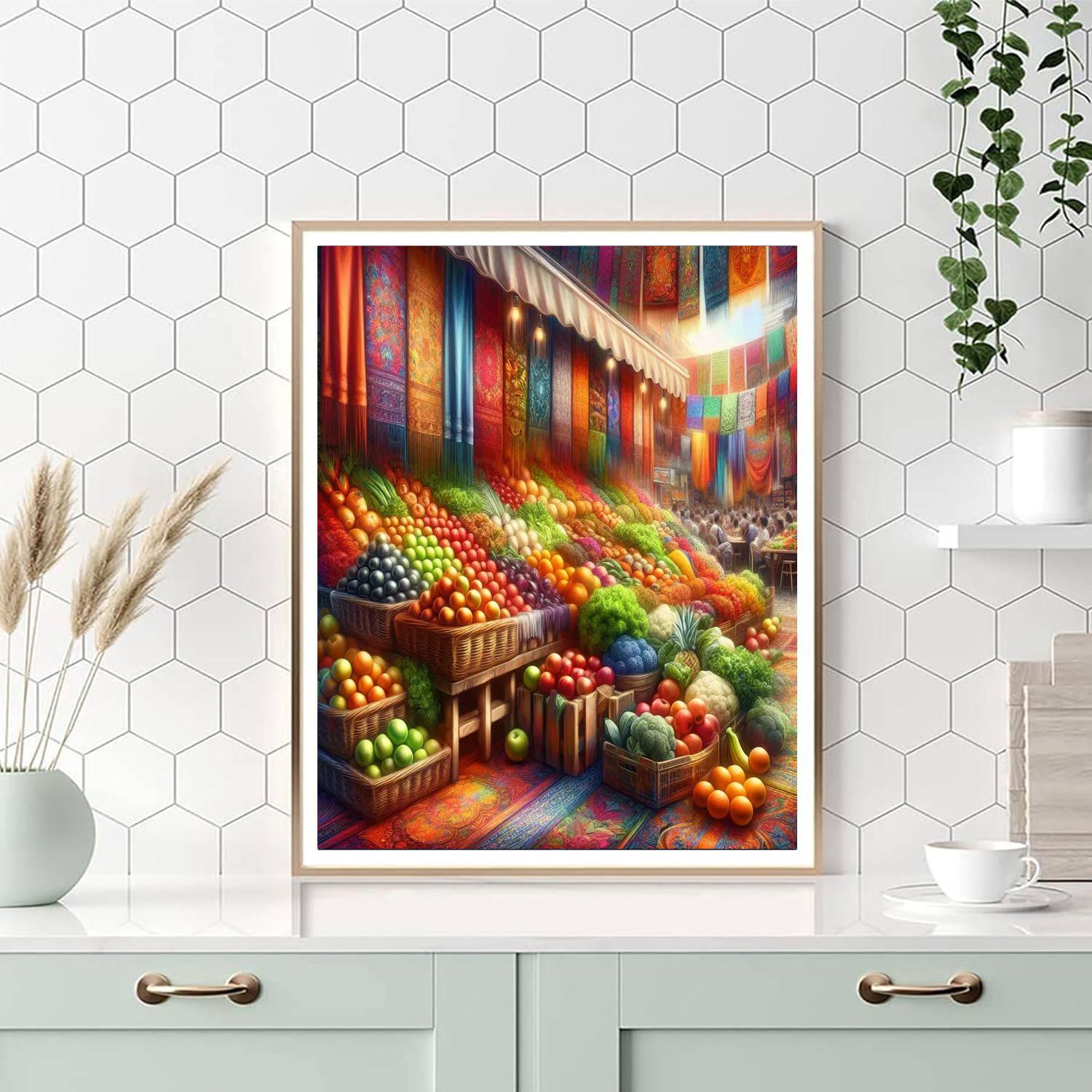 Vibrant Market Stall Paint By Numbers Art
