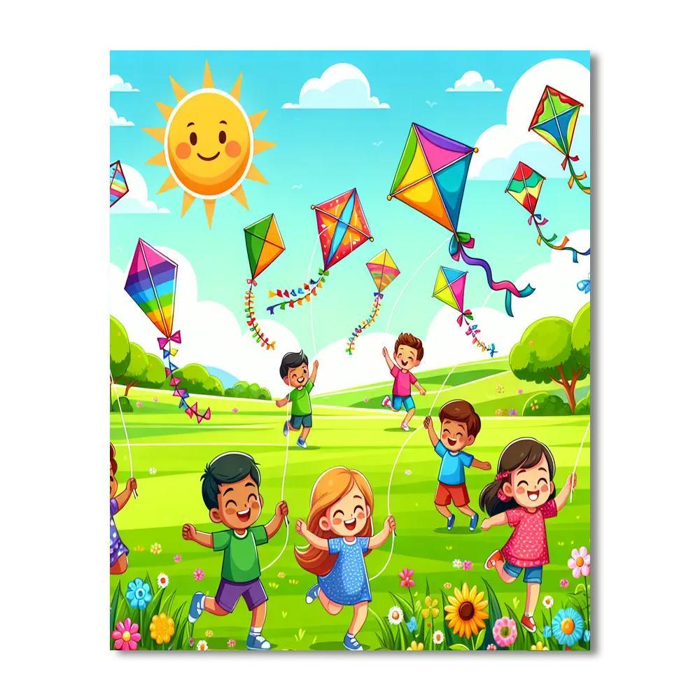 Sunny Day With Kites Numbered Painting Kits