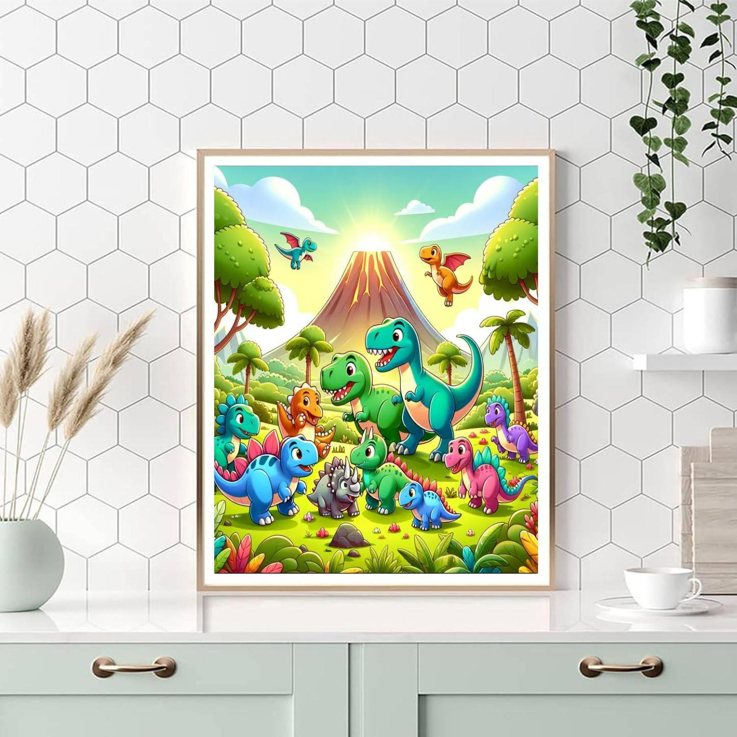 Joyful Dinosaur Adventure Paint By Number