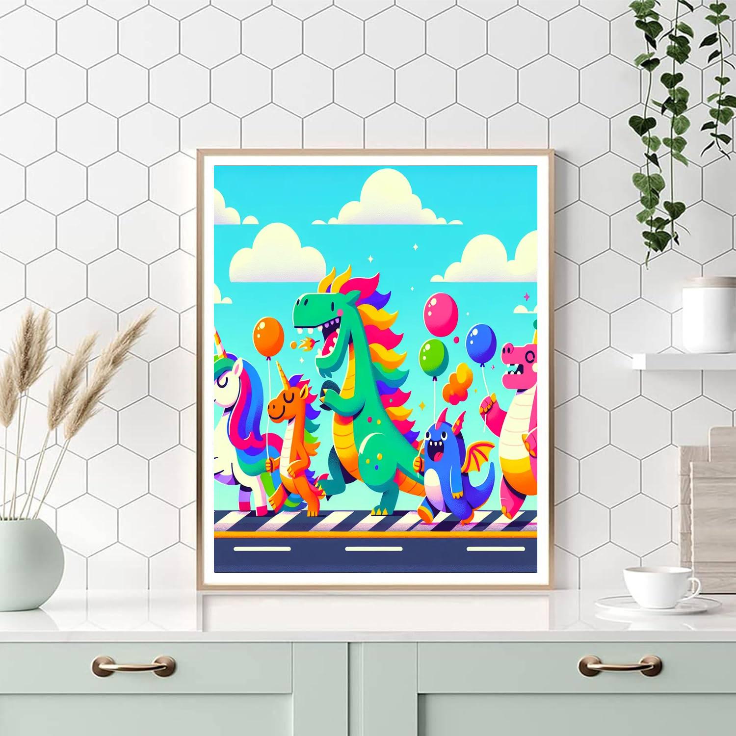 Whimsical Creature Parade Paint By Numbers Art