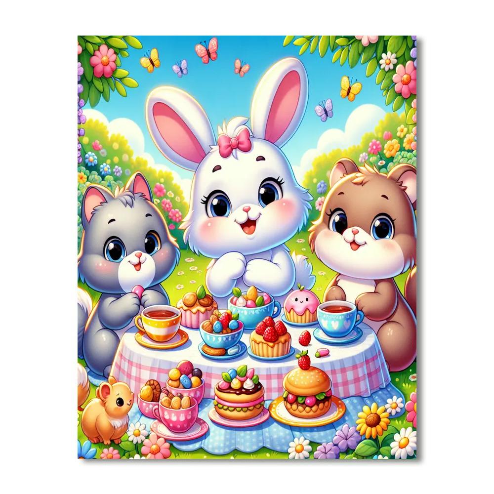 Cuddly Creatures Tea Party Paint By Number