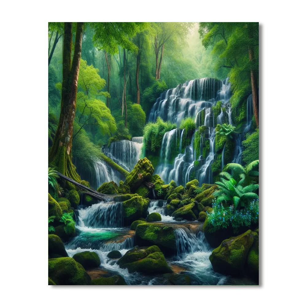 Breathtaking Forest Waterfall Paint By Numbers