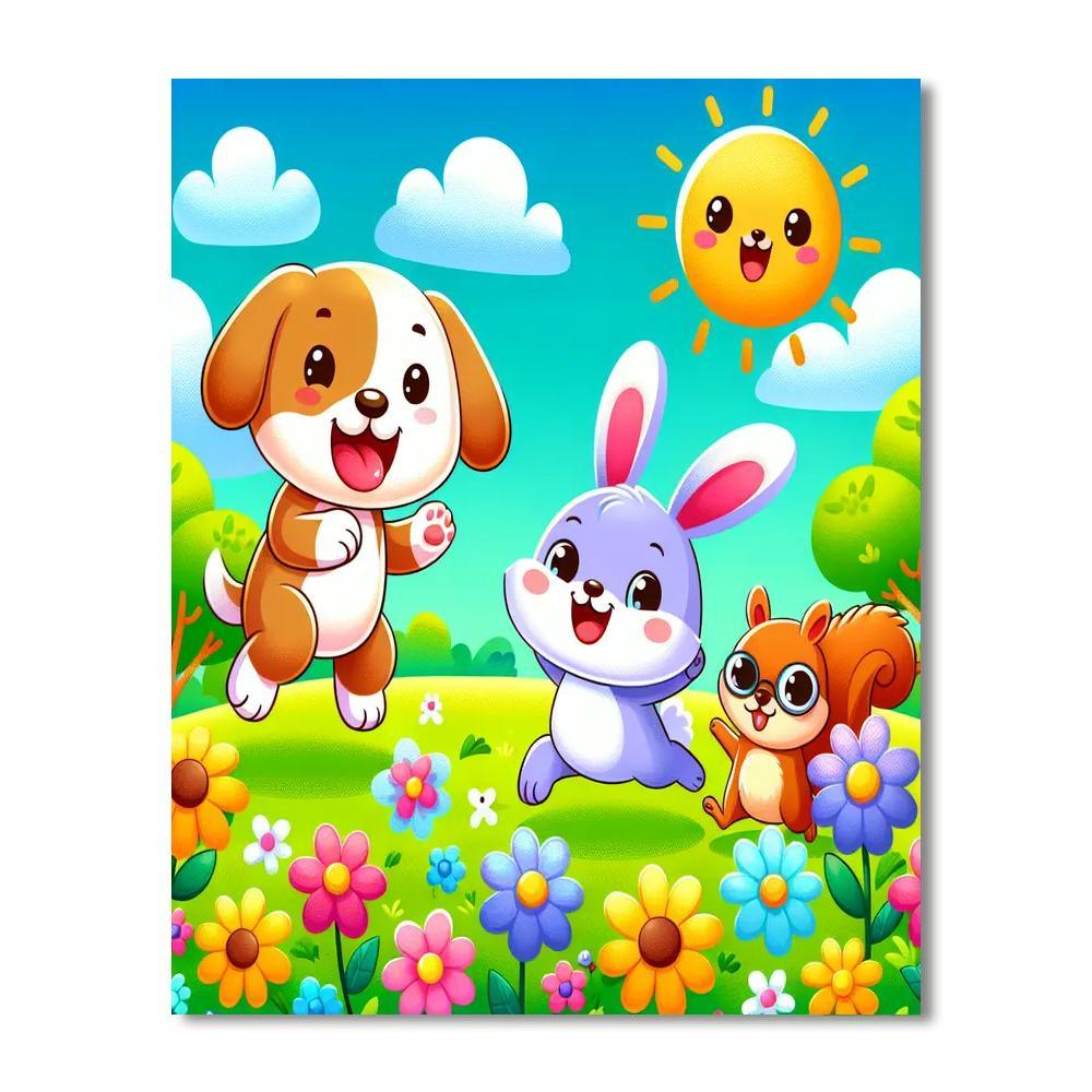 Sunny Days With Animal Friends Paint By Number