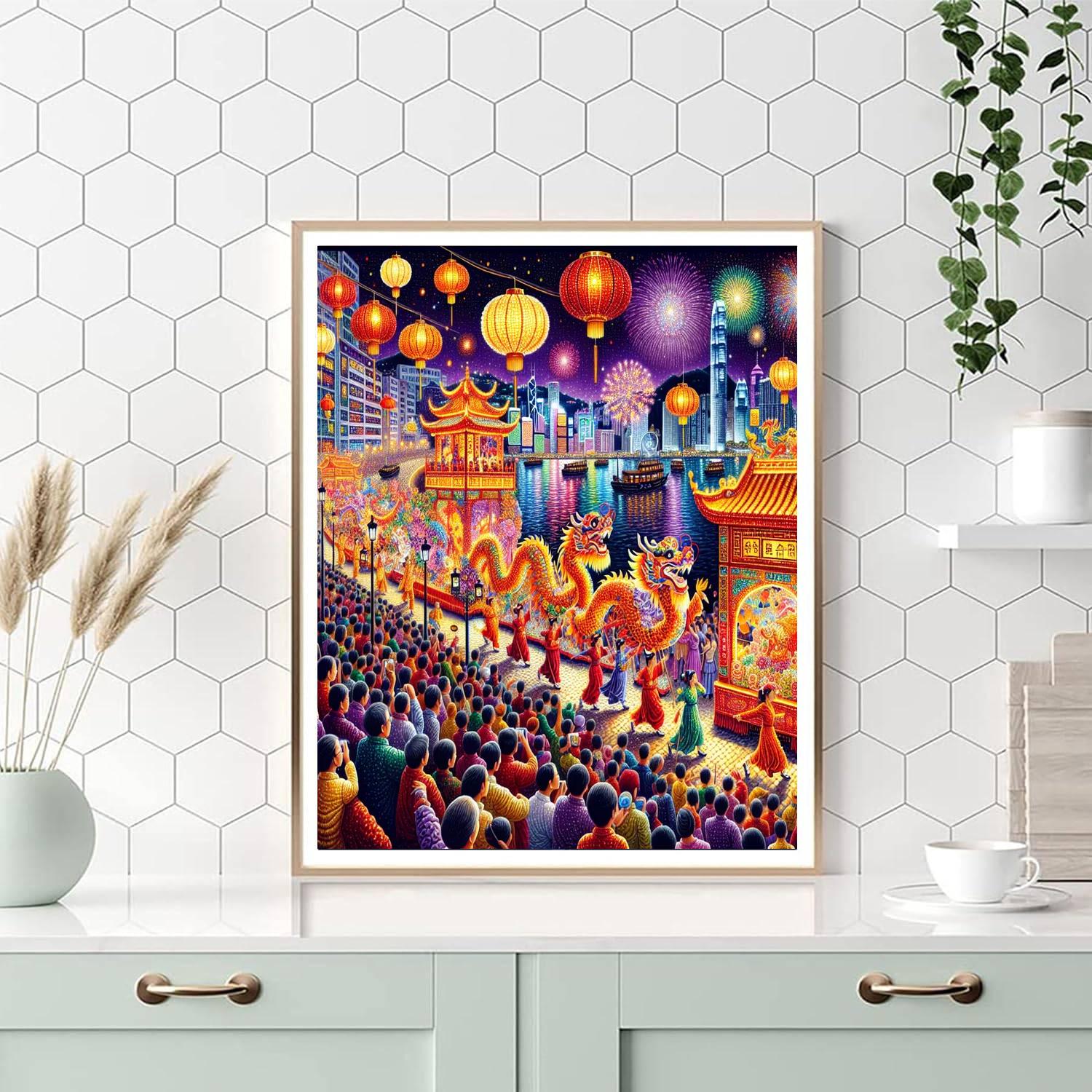 Chinese New Year Parade - Hong Kong, China Painting By Numbers Kit