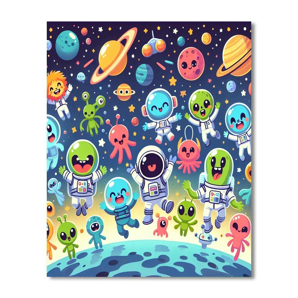Whimsical Space Explorers Painting By Numbers Kit