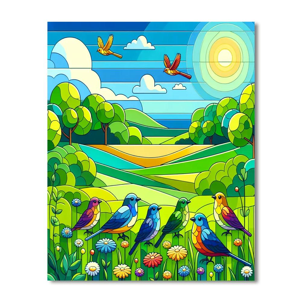 Chirpy Meadow Painting Number Kit