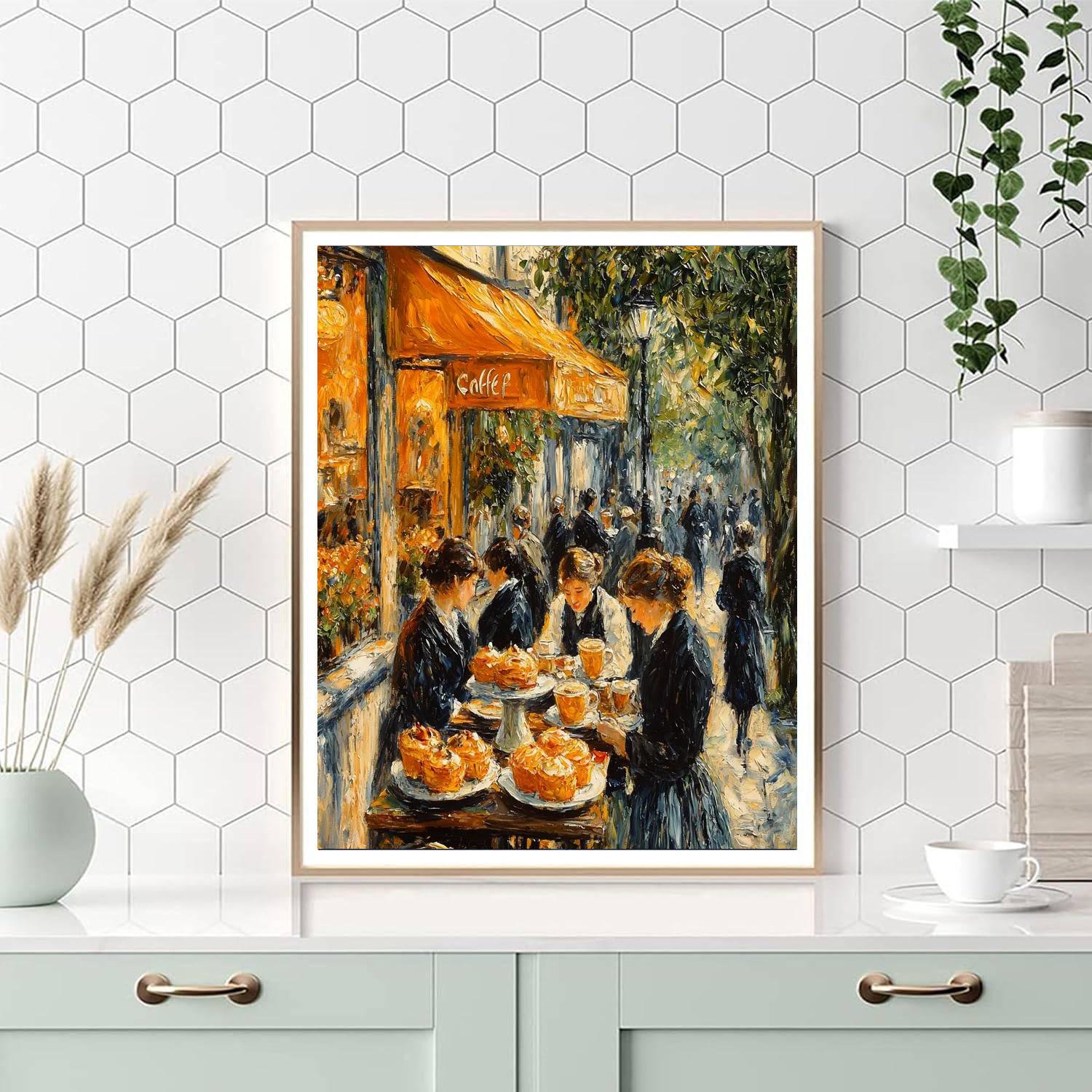 Pierre-Auguste Renoir Inspired Charming Street Cafe  Paint By Numbers