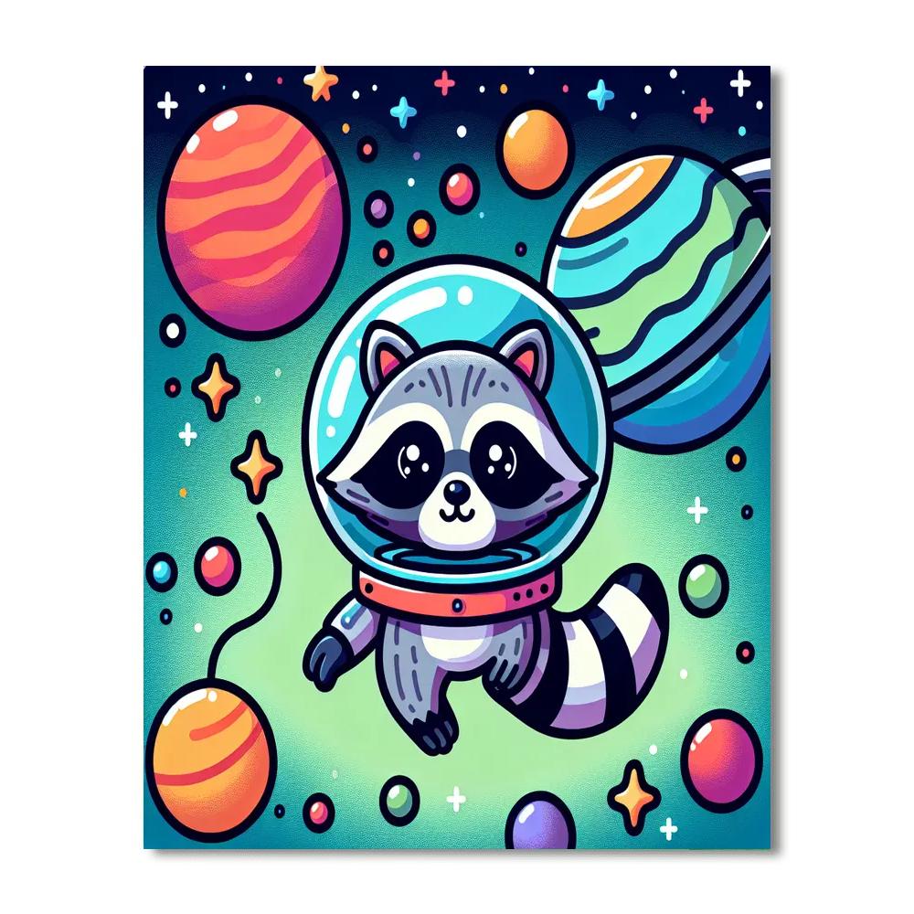 Space Mission Raccoon Number Painting