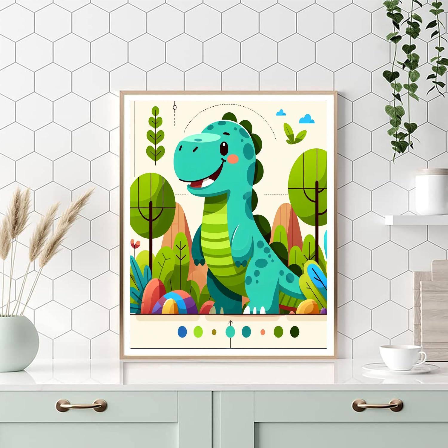 Cheerful Dinosaur Number Painting