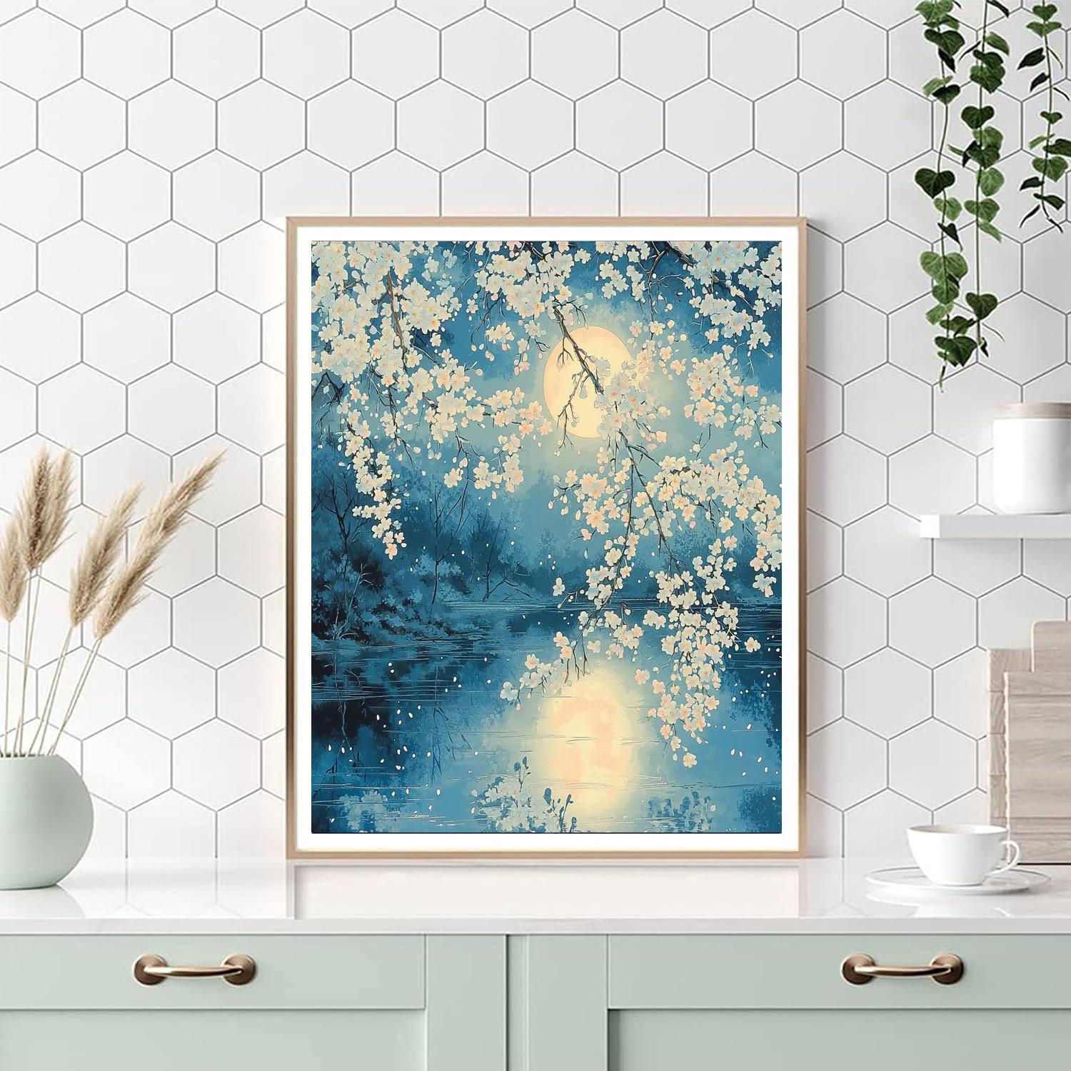 Utagawa Hiroshige Inspired Moonlit Blossoms Of Edo  Number Painting