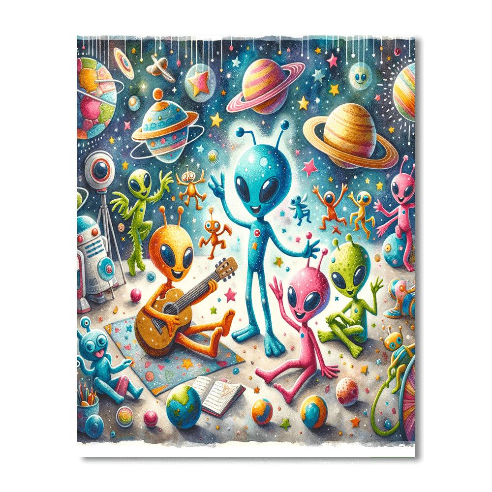 Funky Space Aliens Paint By Color