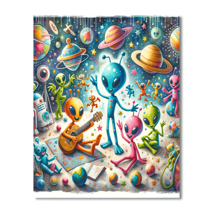 Funky Space Aliens Paint By Color