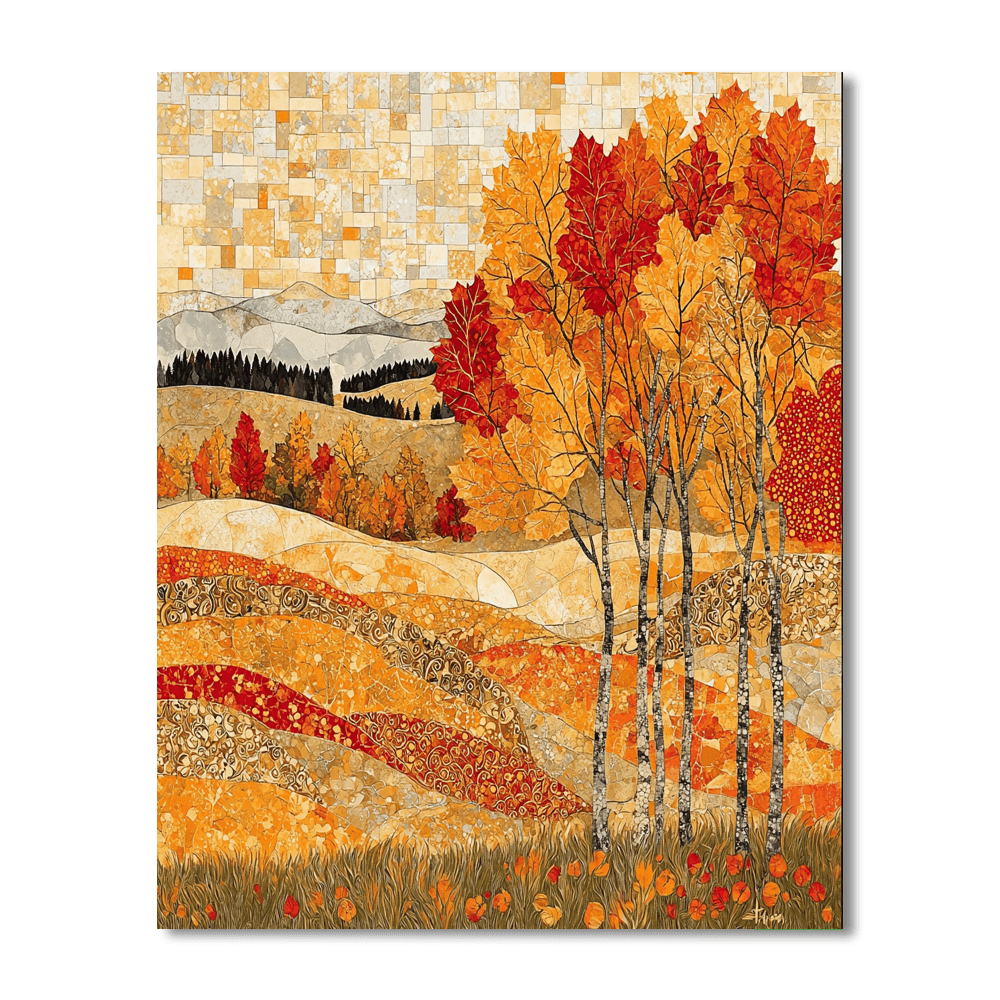 Gustav Klimt Inspired Autumn’s Golden Embrace  Paint By Numbers Art