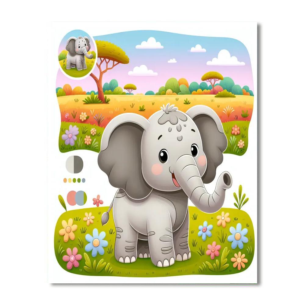 Cuddly Safari Elephant DIY Paint By Numbers