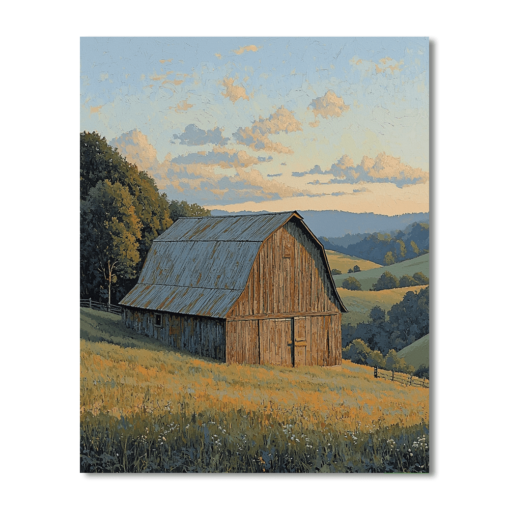 Andrew Wyeth Inspired Charming Rustic Barn Landscape  Paint By Numbers
