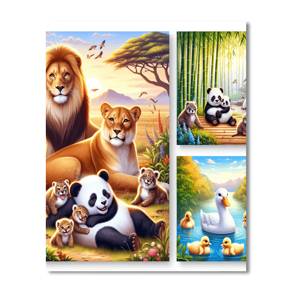 Charming Animal Family Portraits Painting By Numbers Kit
