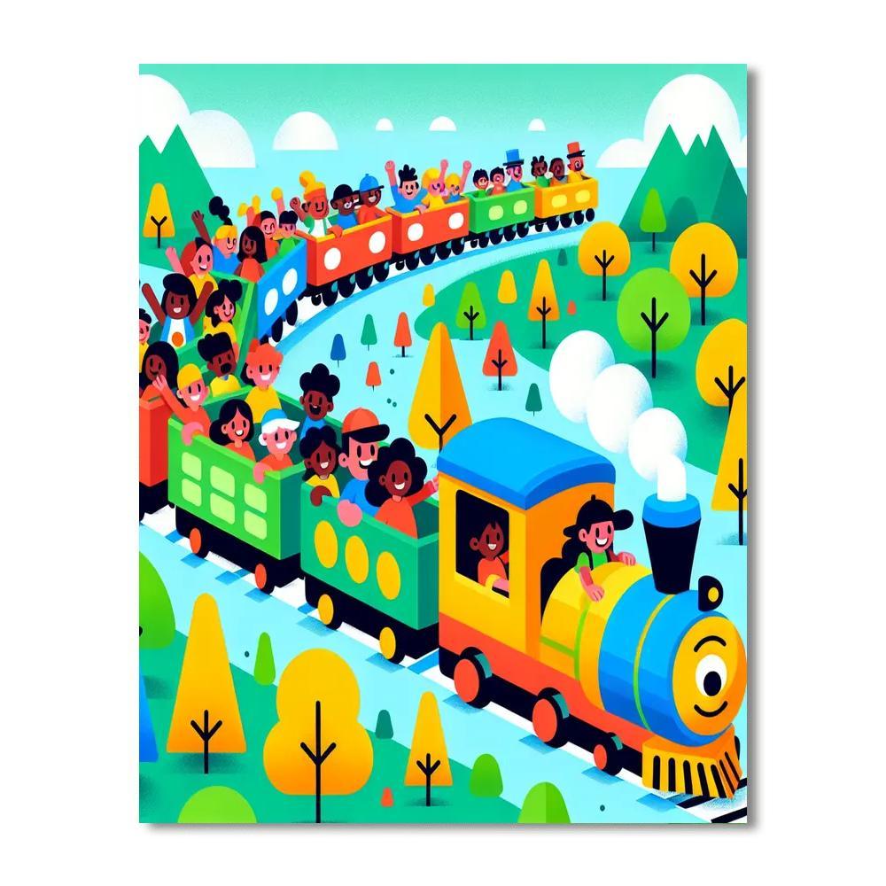 Lively Train Adventure Paint By Numbers Art