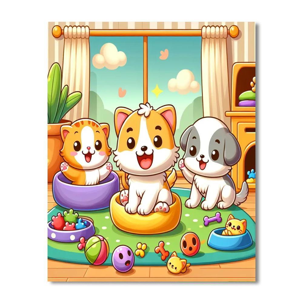 Kittens And Puppies Numbered Painting Kits
