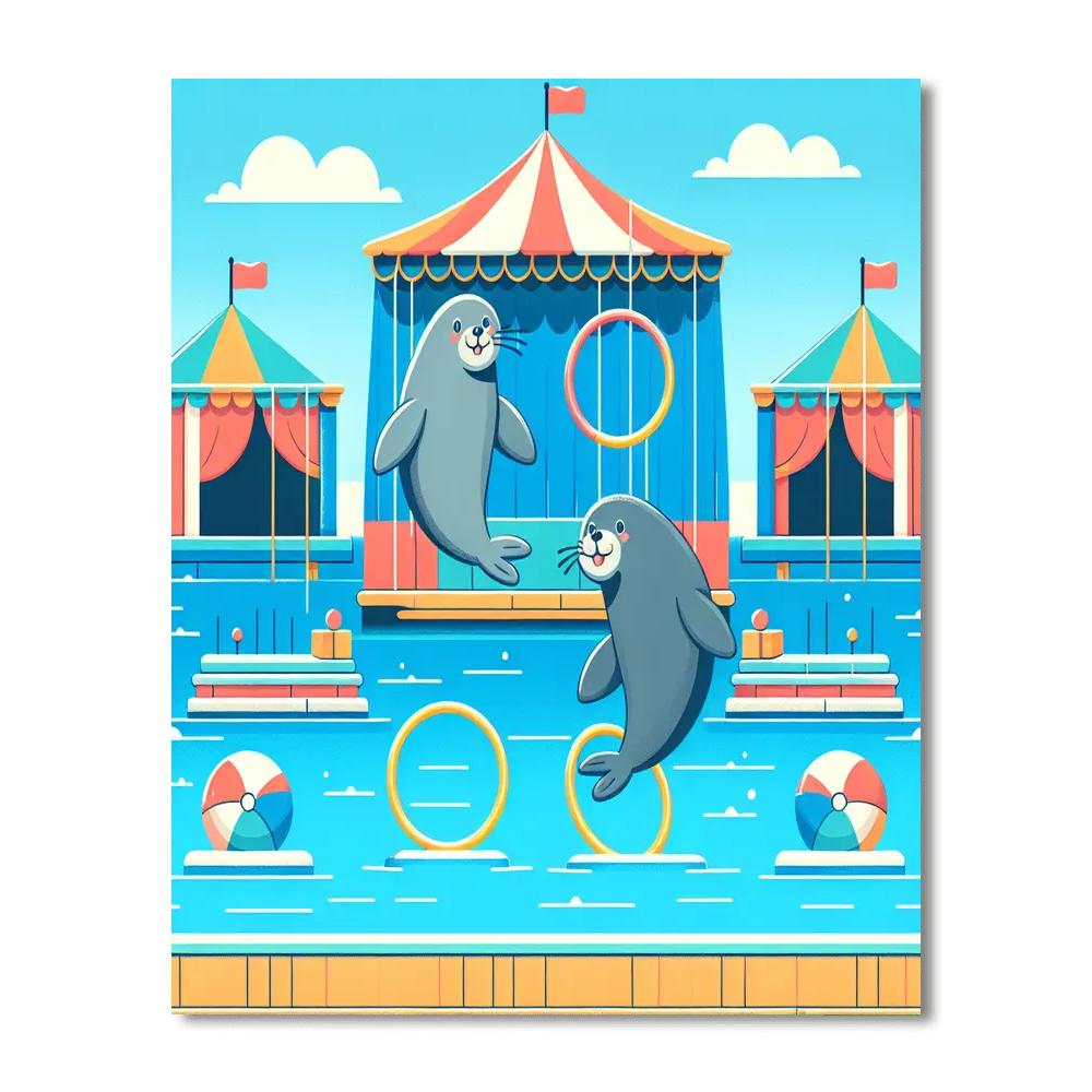 Silly Sea Lion Circus Paint By Numbers Art