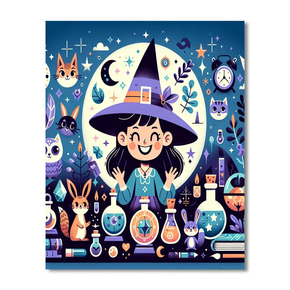 Whimsical Witch Paint By Numbers Art