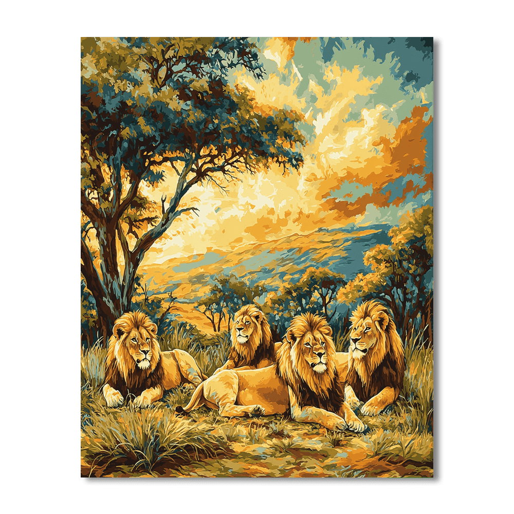 John James Audubon Inspired Majestic Lions In The Wild  Paint By Numbers Art