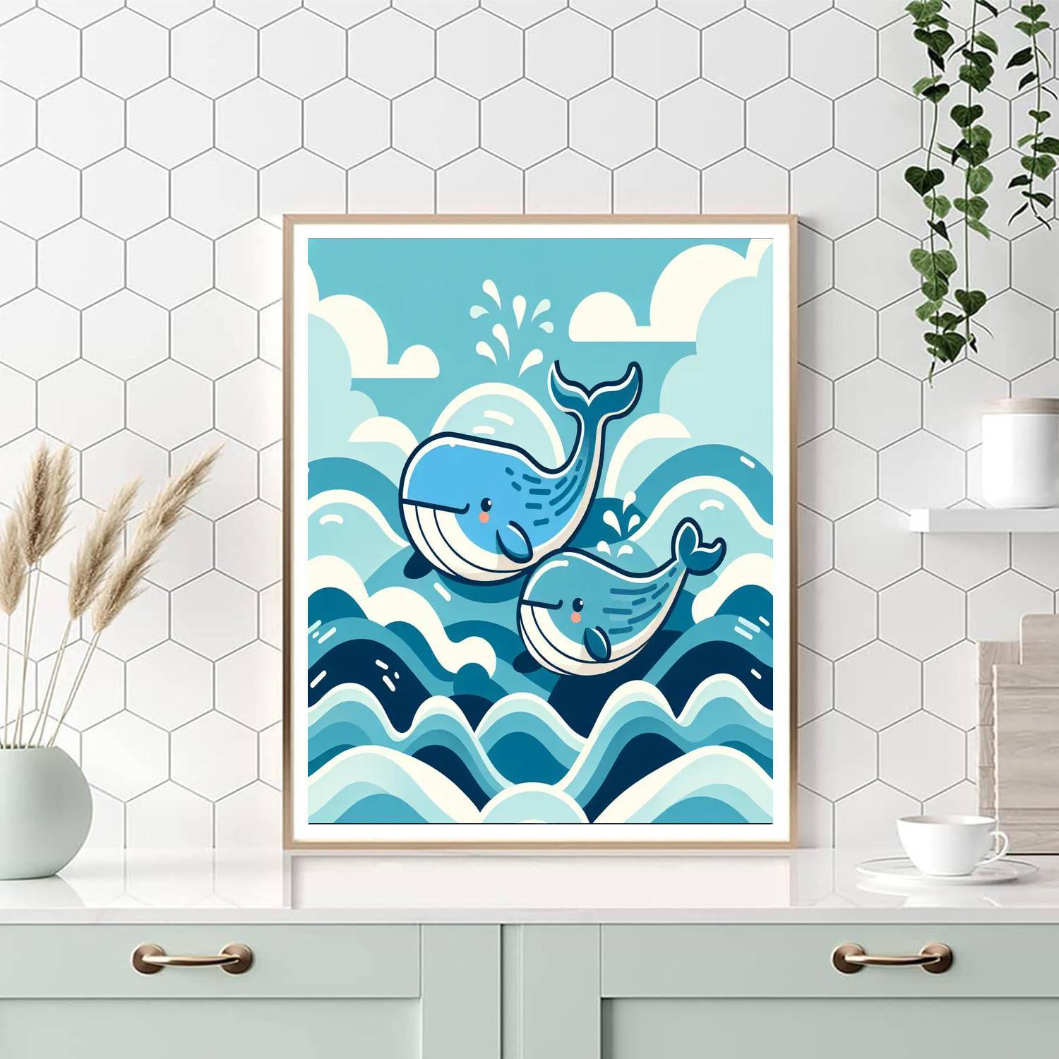 Whimsical Whales At Sea Paint By Color
