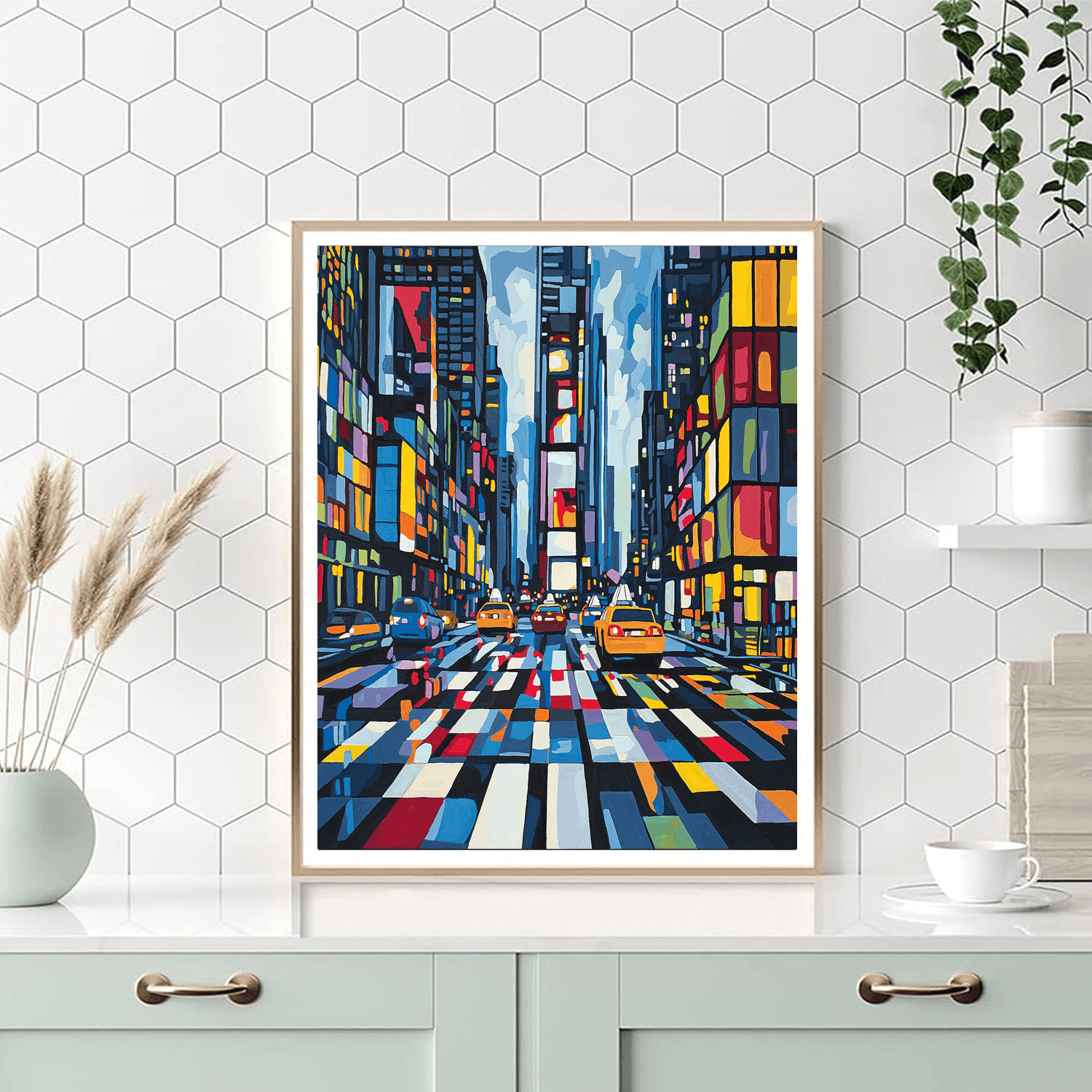 Piet Mondrian Inspired Abstract City Twilight  Paint By Numbers Kits
