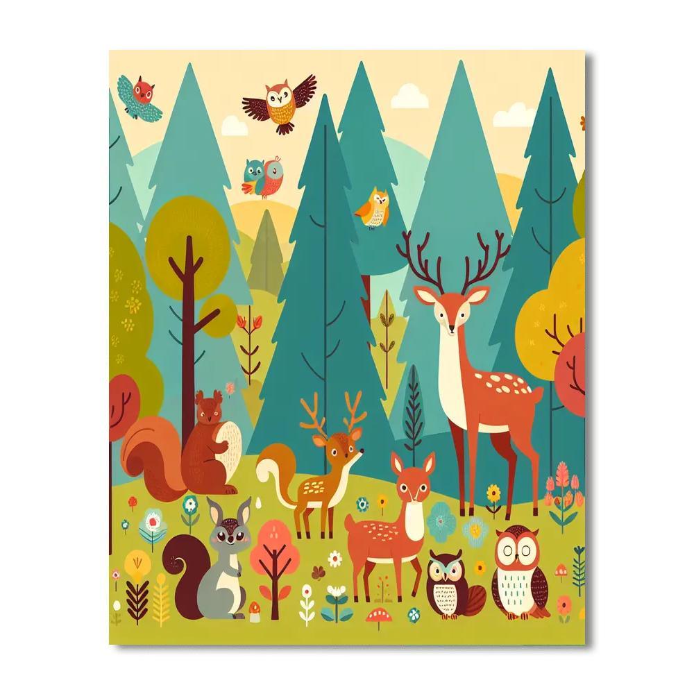 Forest Friends Hideaway Numbered Painting Kits