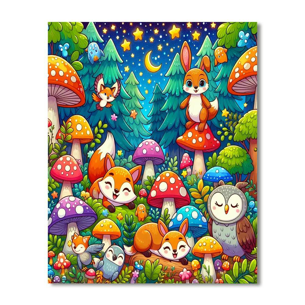 Magical Woodland Gathering For Kids Numbered Painting Kits