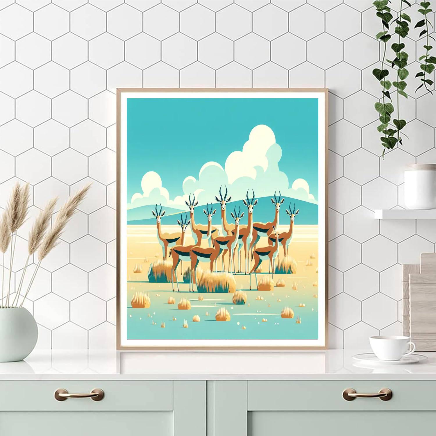 Graceful Gazelle Gathering Painting Number Kit