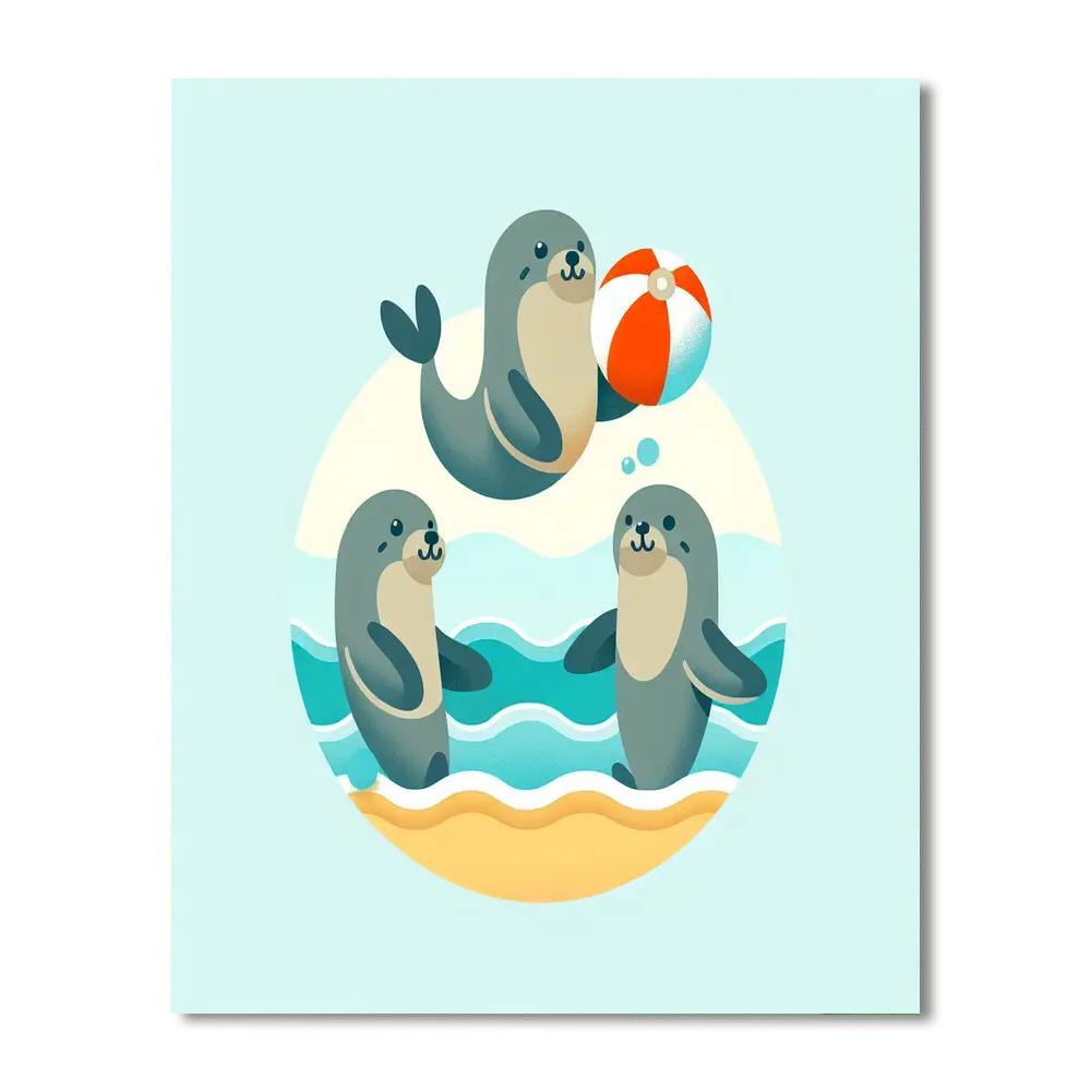 Charming Sea Lion Circus Paint By Numbers Kits