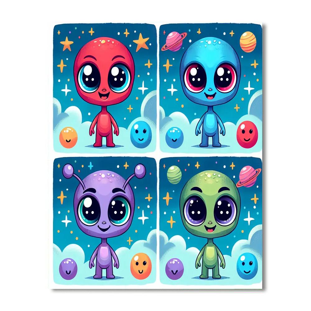 Happy Space Aliens Numbered Painting Kits
