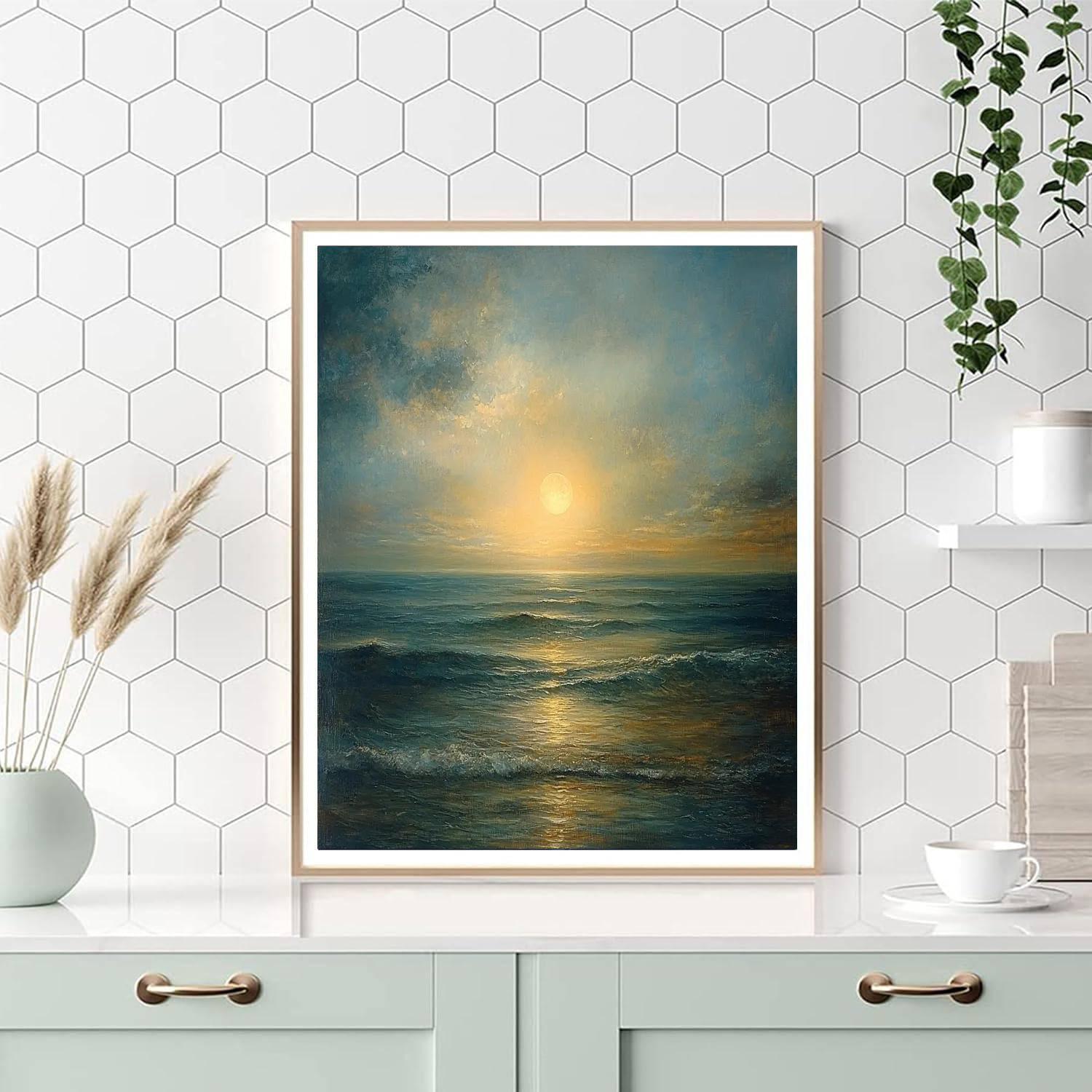 J.M.W. Turner Inspired Lunar Tidal Elegance  Painting By Numbers Kit