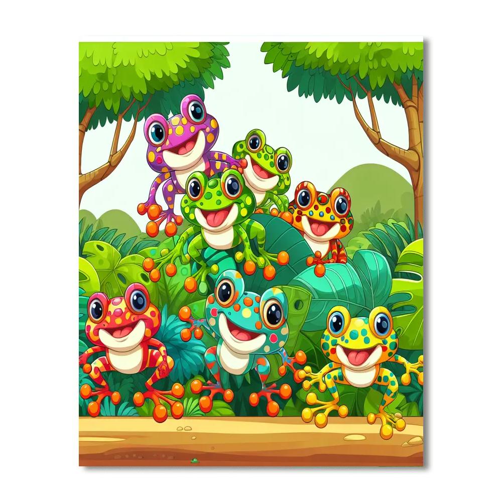 Funky Jungle Frogs Painting By Numbers Kit