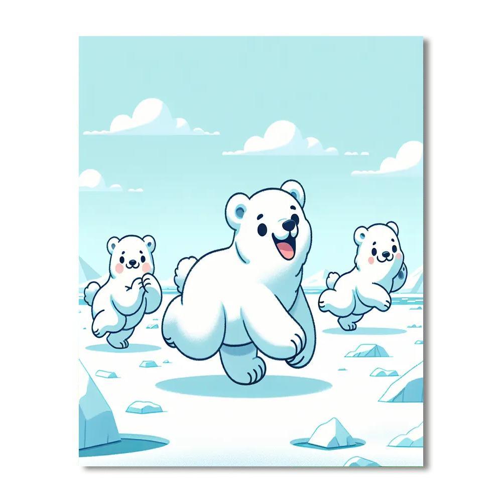 Prancing Polar Bear Parade Number Painting