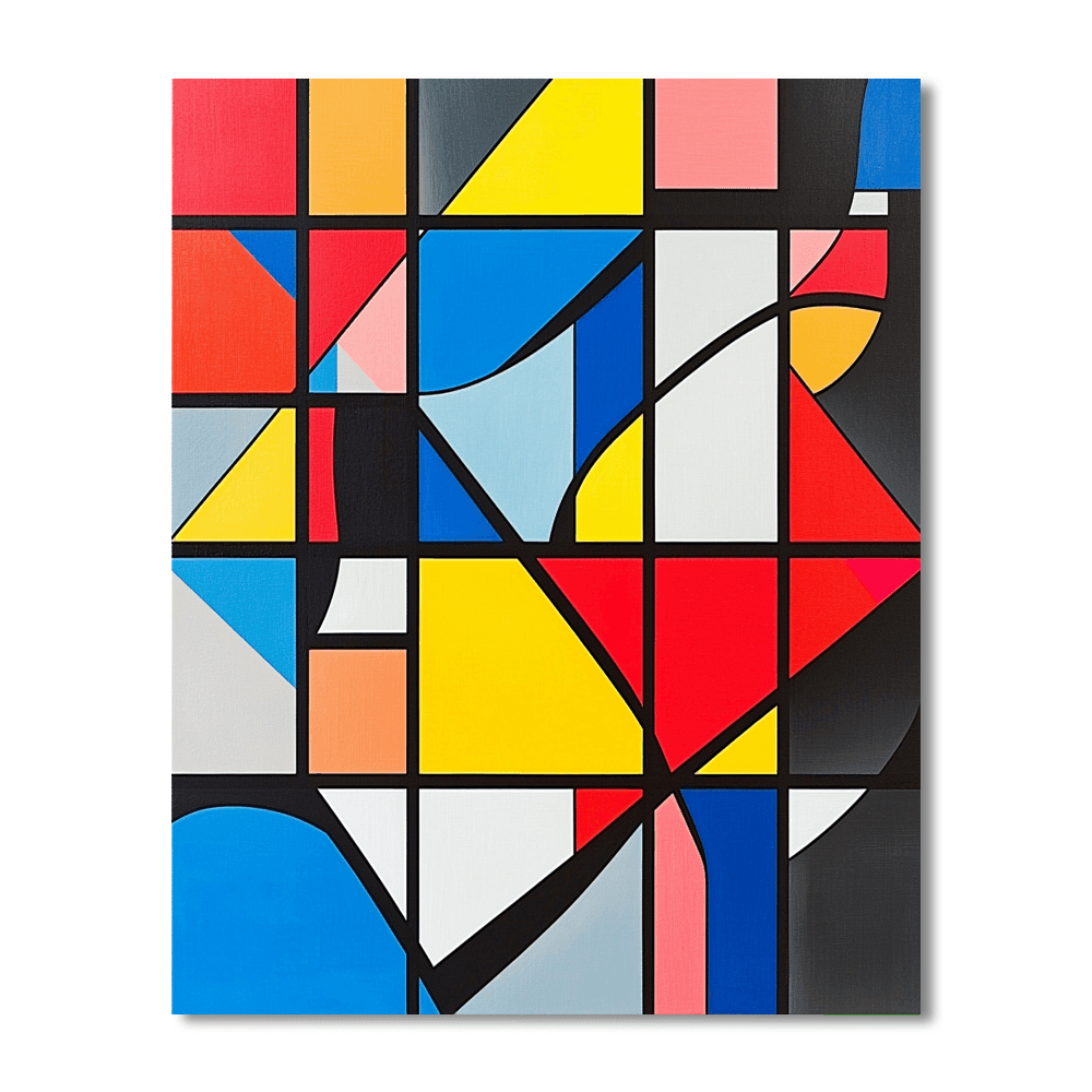 Piet Mondrian Inspired Geometric Whirlwind  Paint By Color