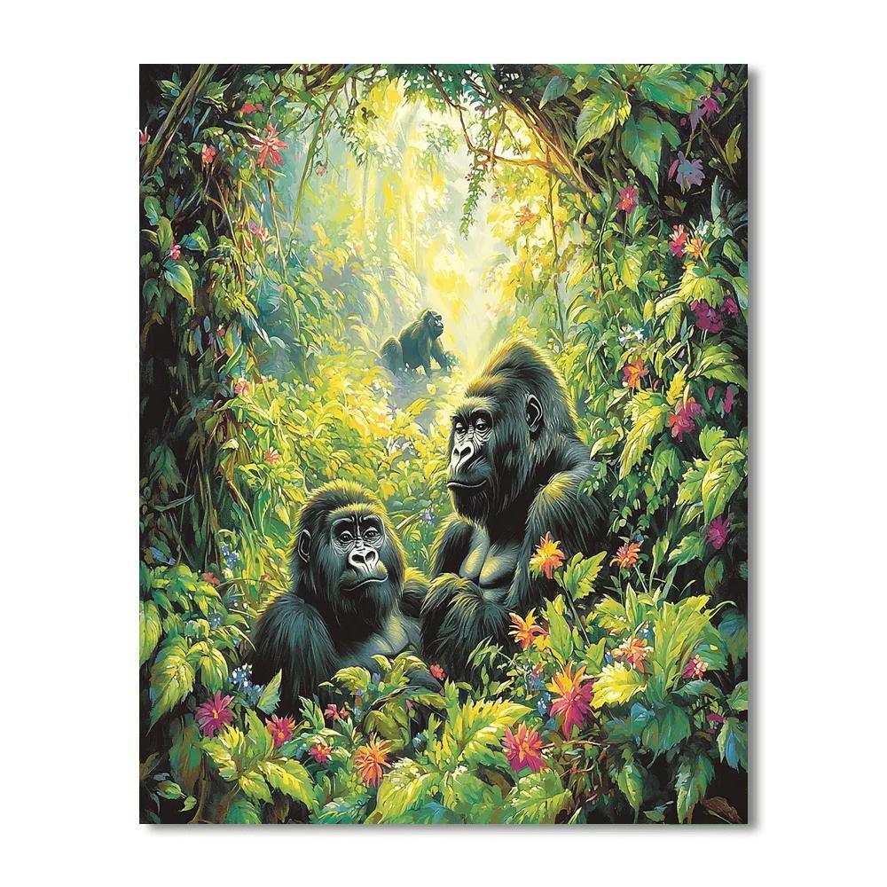 Gorilla Trekking In Rwanda Painting Number Kit