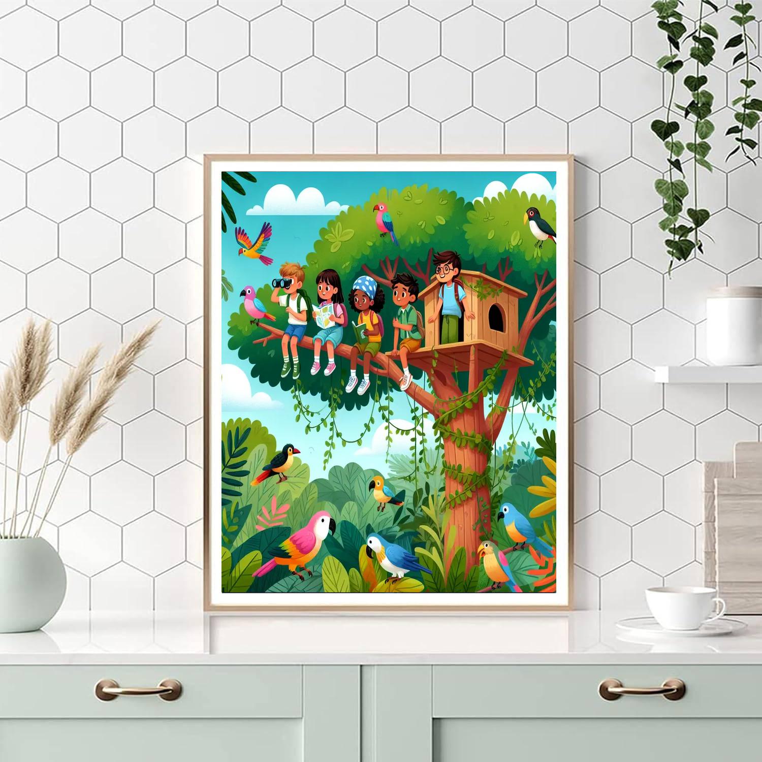 Tropical Treetop Hideout Number Painting