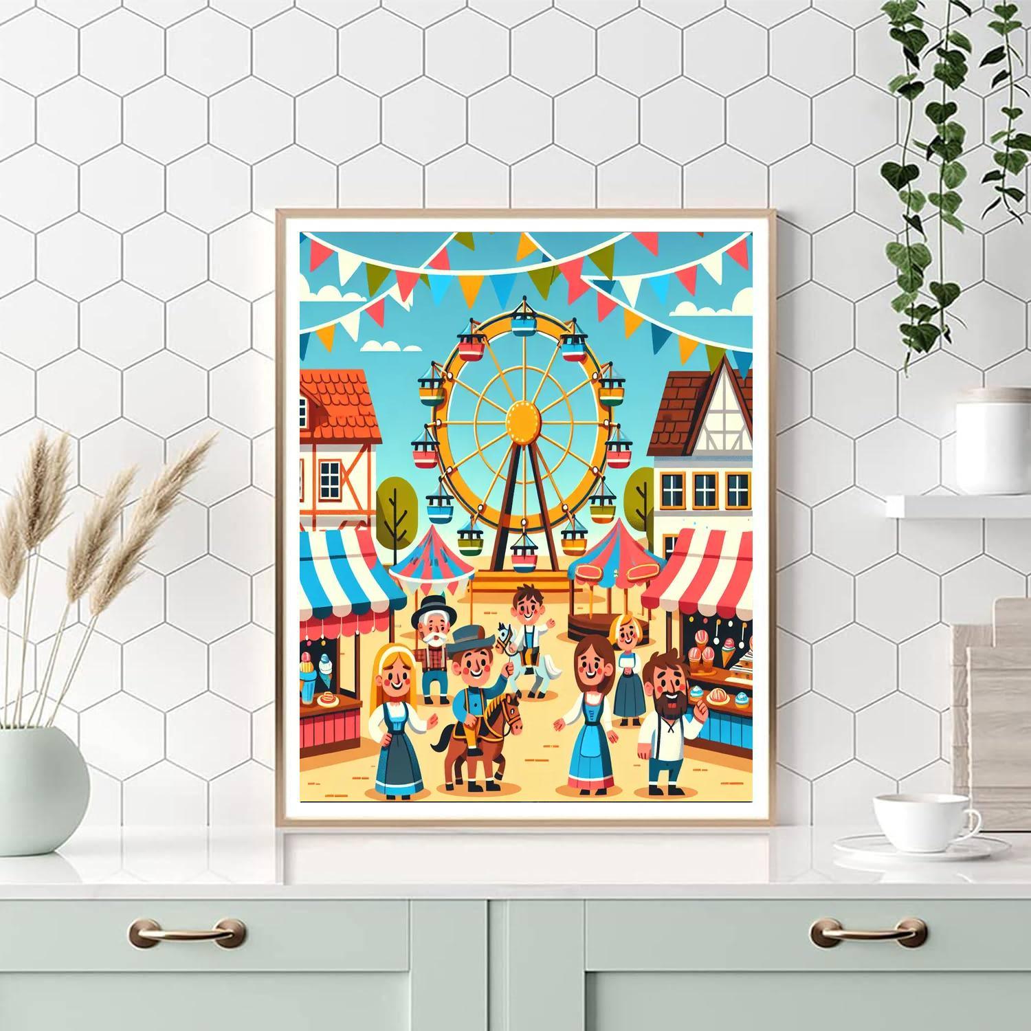 Happy Village Carnival Paint By Numbers