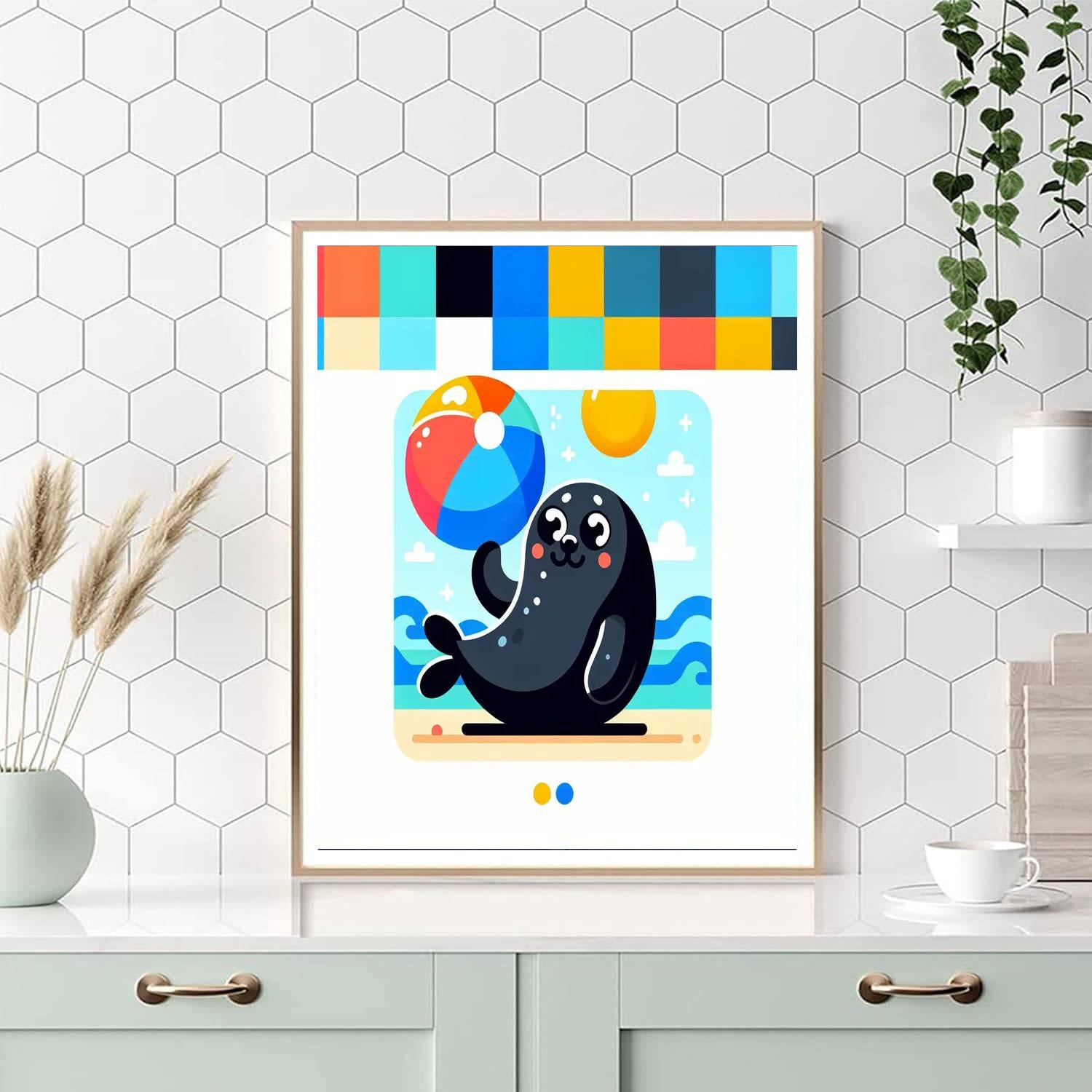 Giggles The Seal Number Painting