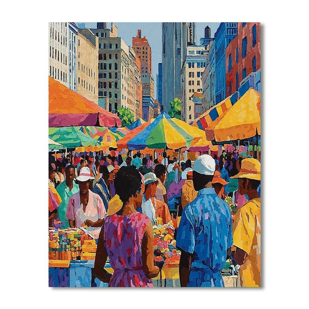 Kehinde Wiley Inspired Vibrant Urban Market  Paint By Numbers