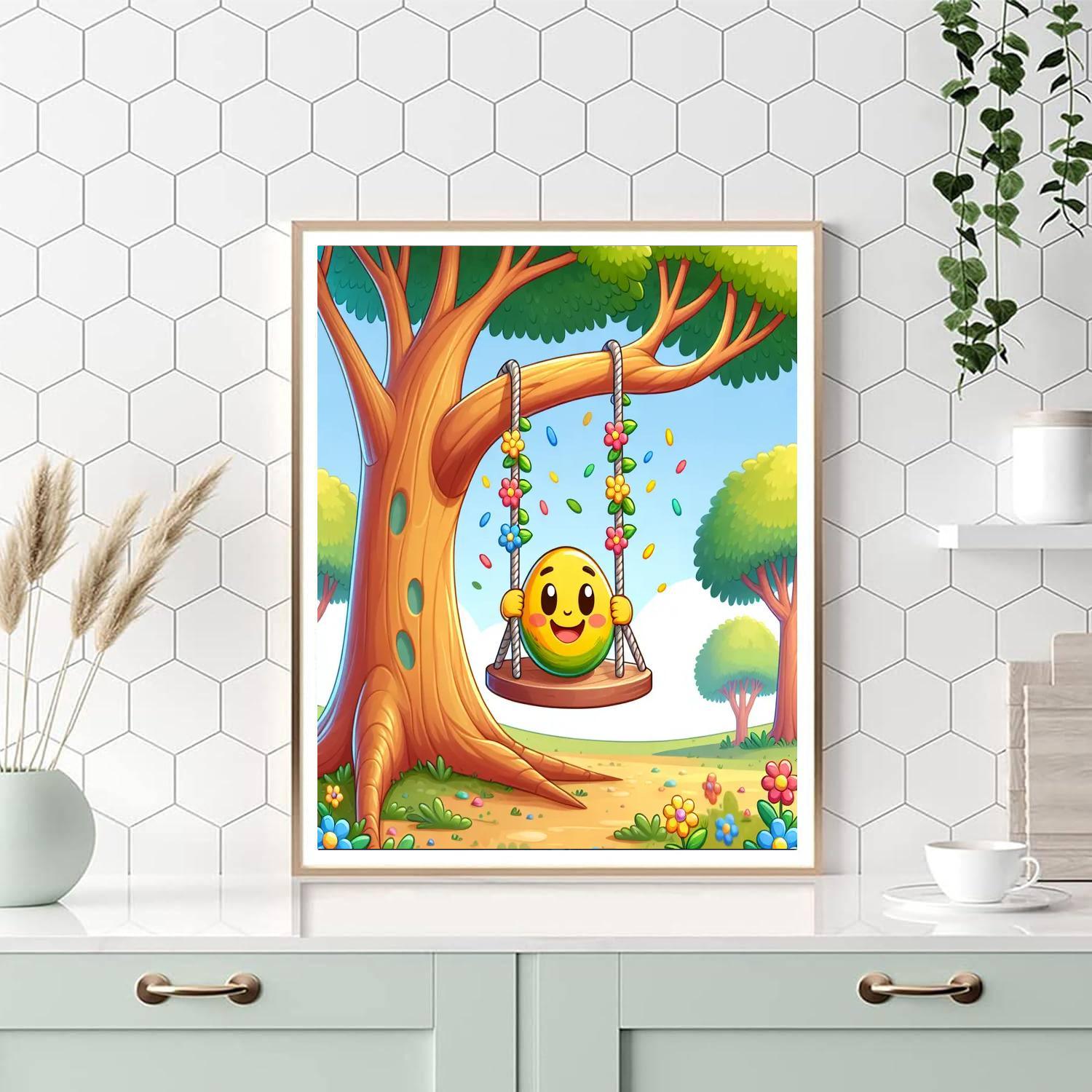 Joyful Tree Swing DIY Paint By Numbers